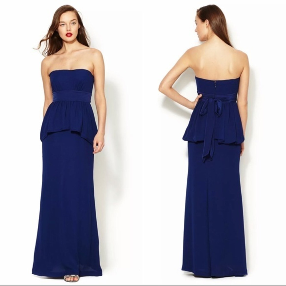 BCBGMaxAzria • Ruella Strapless Peplum Gown
